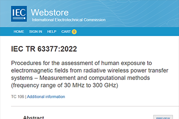 IEC發布輻射式無線電能傳輸系統電磁場的人體暴露評估程序標準